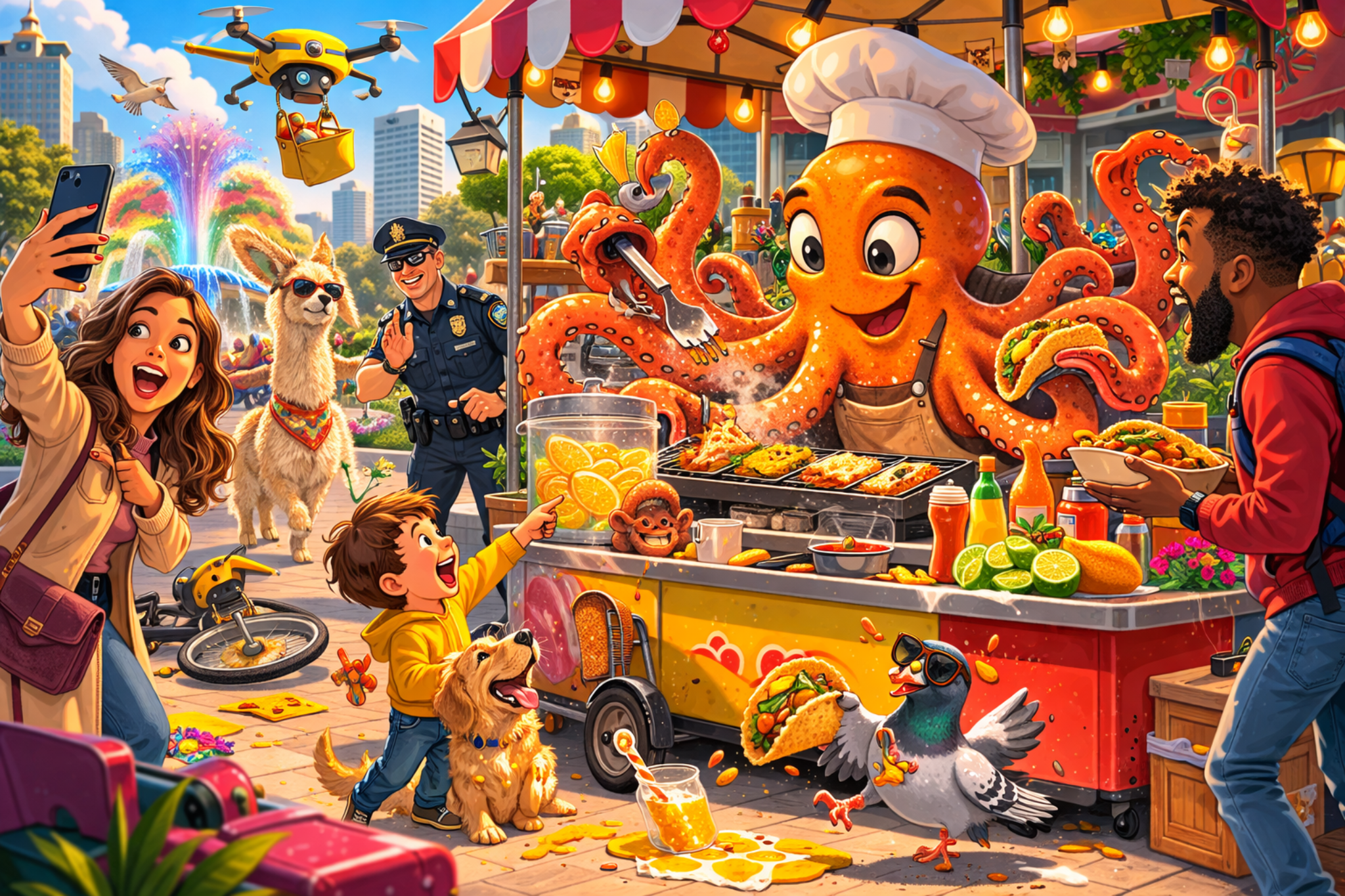 CELPIP Speaking Task 8: A Giant Octopus Running a Street Food Stall