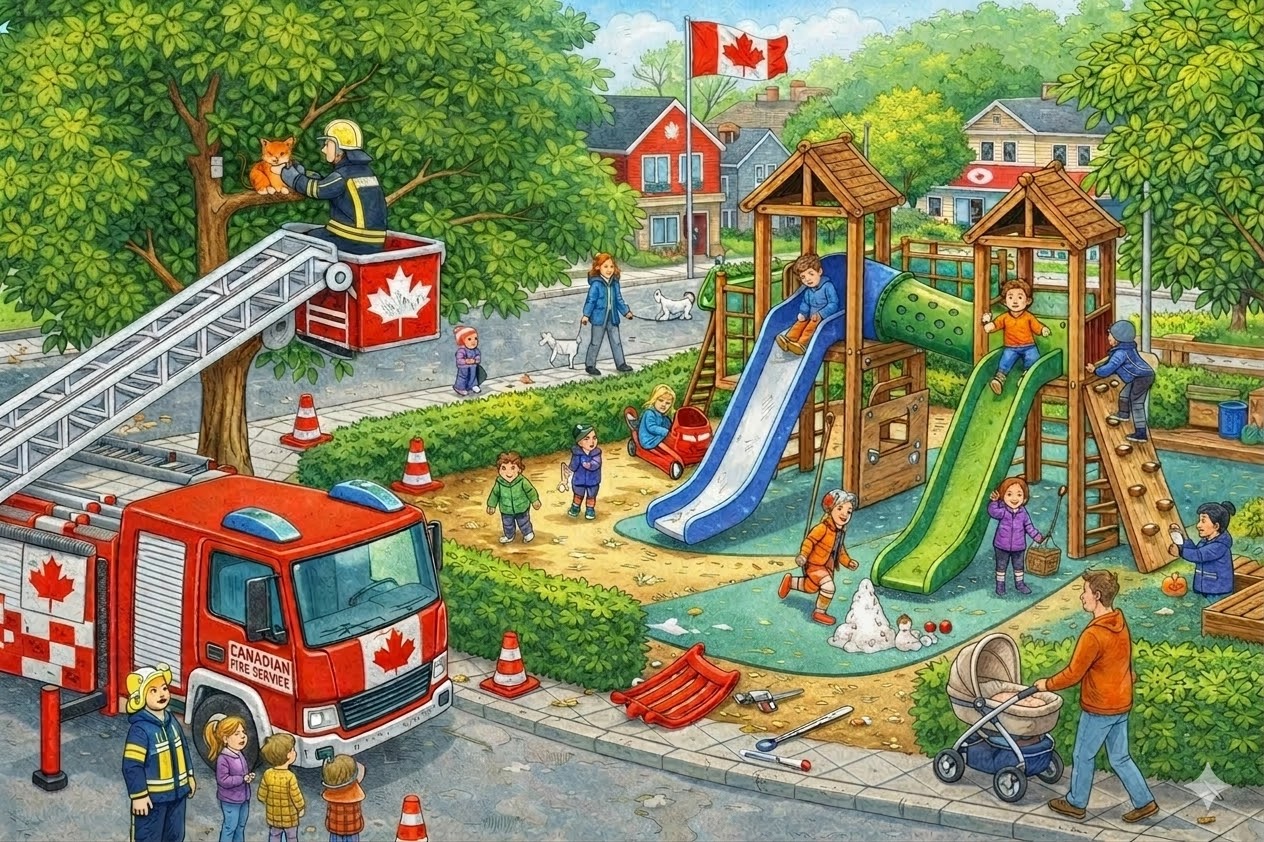 CELPIP Speaking Task 3: Firefighters Rescuing a Cat at the Playground