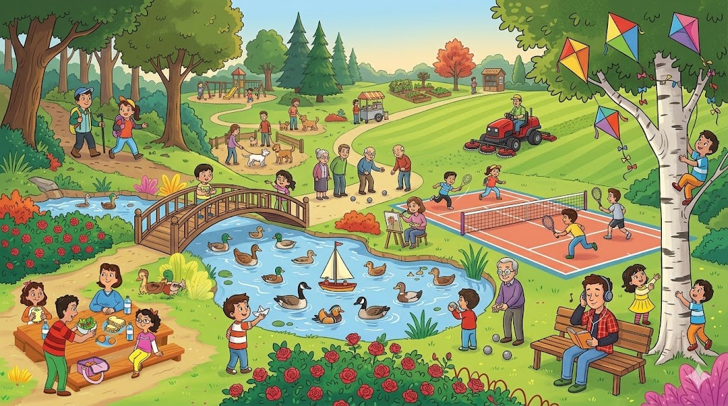 CELPIP Speaking Task 3: Community Park With a Pond and Tennis Court
