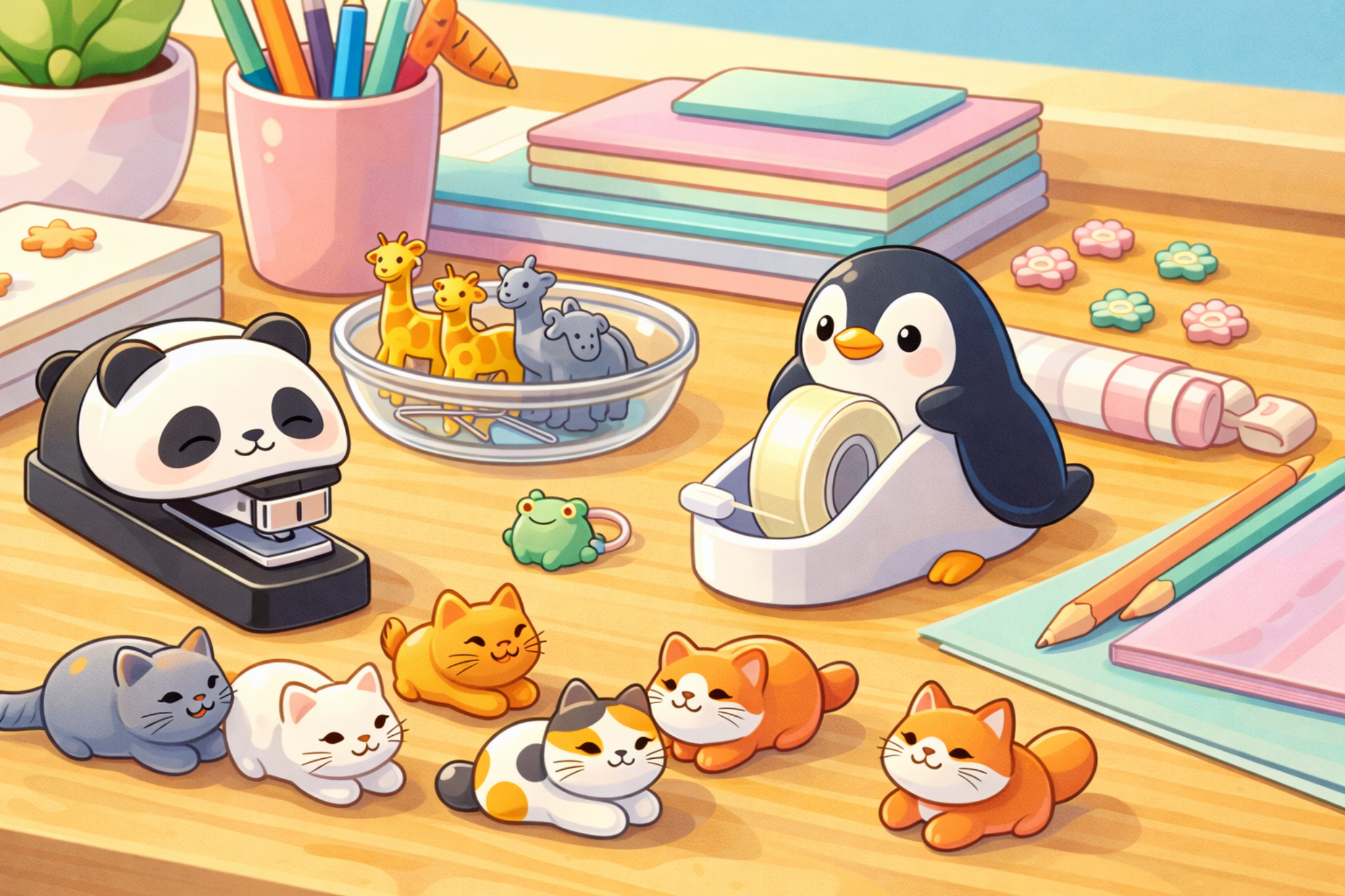 CELPIP Speaking: Fun-Looking Desk with Animal Stationery