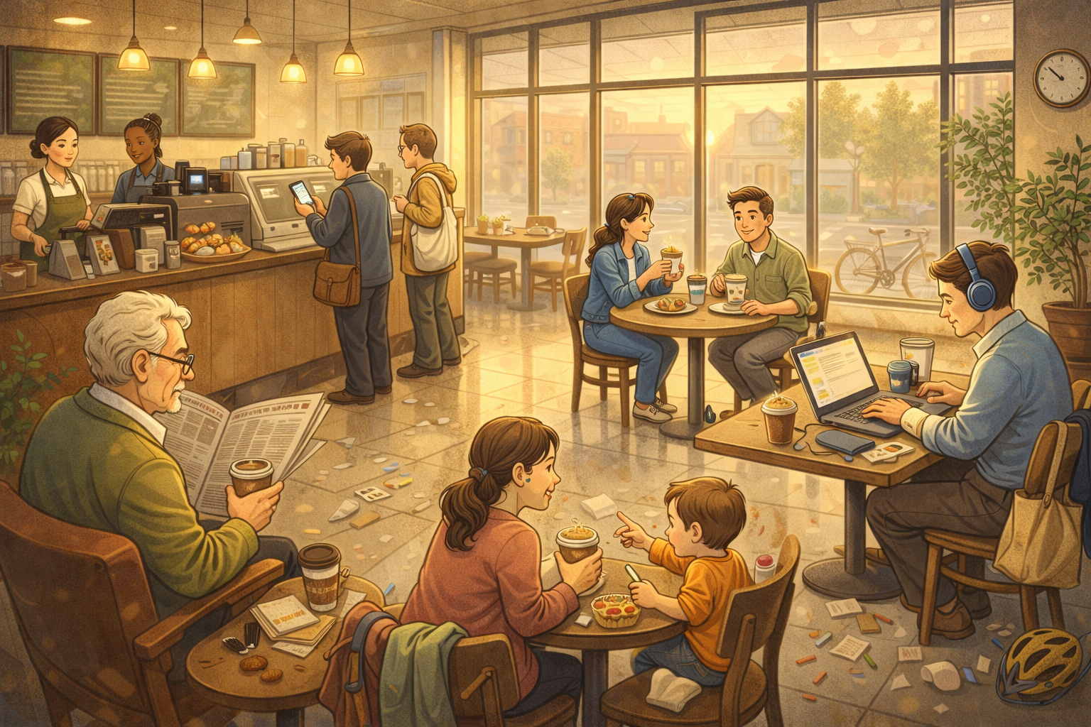 CELPIP Speaking Task 3: A Busy Coffee Shop With a Messy Floor